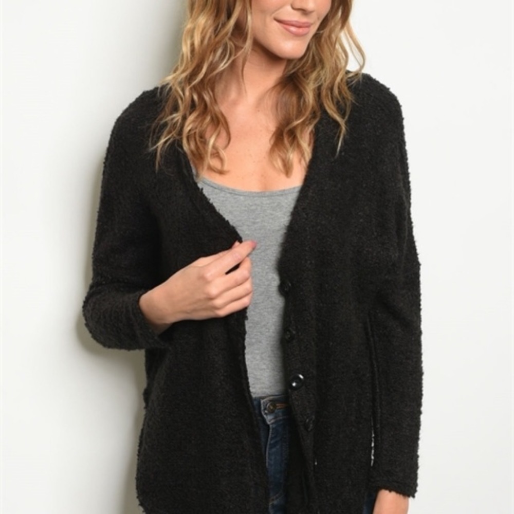 Long sleeve open button cardigan
